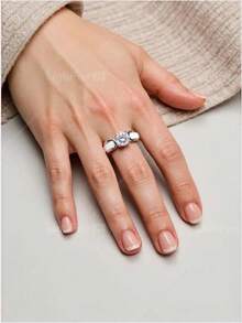 6mm White/Black Ceramic Rings Plus Cubic Zirconia For Women Comfort Fit Engagement Wedding Band Size 5-122025 - White+Silver - View 8