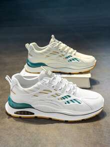 2025 Men's Aurora Green Running Shoes - White & Green Contrast Breathable System, Starry Gold Details All-Terrain Anti-Slip, Elite Urban Outdoor Versatile Sports Sneakers 2000s Style Valentine's Day Ideas - Multicolor - View 6