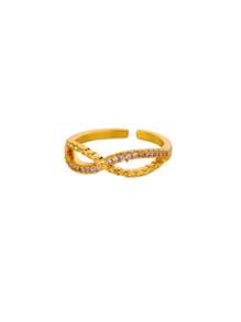 1PC Zirconia Infinite Symbols Rings For Women Gold Color Opening Stainless Steel Infinite Ring Aesthetic Party Waterproof Jewelry Gift BFF