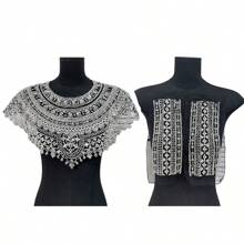 Floral Embroidery DIY Set: Sequin Hollow-Out Embroidered Shawl & Cuffs, Costume Accessory For Evening Gown, Cheongsam, Can DIY Garment