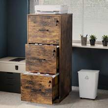 Karl Home 3-Drawer Brown MDF 15.35in. W Vertical File Cabinet - 1 - View 2