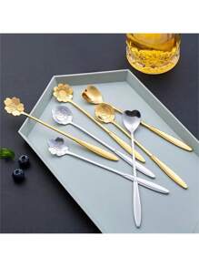 Charming 4-Pack Flower Spoons – Stainless Steel Creative Coffee Teaspoons & Mixing Spoons For Beverages, Cakes & Desserts – Food Contact Safe & Dishwasher Safe For Daily Use – Versatile For Kitchen, Baking, School Supplies, Back To School, Mother's Day Gifts & Mini Spoon Collections, Beautiful & Functional