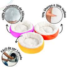 Round Pet Bed For Dogs And Cats Comfortable Sherpa Winter Sheepskin Warm Pet Bed - 淺粉色 - 查看 4