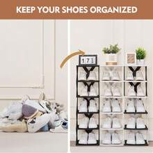 9/6 Tier Narrow Shoe Rack, New Upgraded Shoe Shelf Small Vertical Shoe Stand, Space Saving DIY Free Standing Shoes Storage Organizer For Entryway, Closet, Hallway, Easy Assembly And Stable In Structure, Black & White - 2pk - Black + White - 查看 8