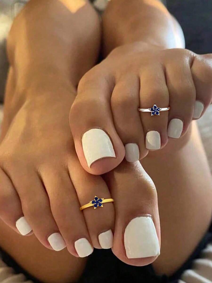 Stylever 1pc 925 Sterling Silver Summer Beach Star Open End Toe Rings Size Adjustable Toe Rings Ladies Jewelry For Women Beach Vacation Opening Ring Foot Ring Fine Jewelry Gifts For Beach Holiday Decor - Multicolor - View 1