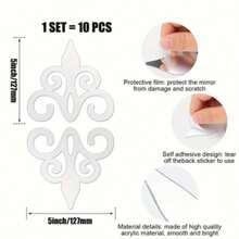 Set de 10 piezas de pegatinas de espejo decorativas autoadhesivas y removibles de acrílico hueco para la cintura. Adhesivos de espejo DIY para decoración del hogar, a prueba de agua y resistentes al aceite, adecuados para decorar salas de estar, dormitorios, baños, pasillos y oficinas (plata/oro/negro)