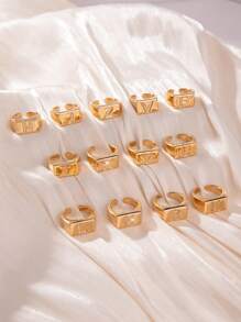 1 Stück modischer minimalistischer Buchstaben 26 Buchstaben quadratischer offener Ring, geeignet für tägliches Dekor-Tragen, kann ein Geschenk für Liebhaber, Freunde, Familie an Geburtstag, Feiertag, Jahrestag sein