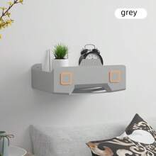 1pc Multifunctional WiFi Router Storage Box, Large Capacity With Multi-Port Ventilation Design, Plastic Material Organizer Shelf With Adhesive Strip And Fixing Screws, Available In Multiple Colors, Robot-Shaped Design Details, Suitable For Storing Router, Small Items, Wall-Mounted Organization