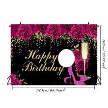 1pc Customized Birthday Backdrop, Pink Champagne High Heels Theme, Customized , Age, Name, Birthday Party Backdrop For Celebration, Anniversary Decoration - Item 3 - View 4