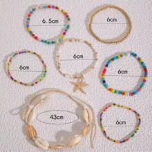 1 Set Nuevo diseño de tobillera de cadena con cuentas de colores, versátil para mujeres