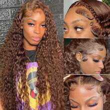 13x4 Lace Frontal Wigs Hair Wig 200% Density Jerry Curly Blended Human Hair Wig 5x5 Lace Frontal Wigs Brown Colored Hair Wigs Glueless Deep Wave Blended Human Hair Hair Wigs Glueless With Fiber Lace Frontal Wigs For Women
