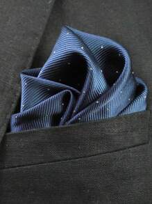 1 pieza de Bolsillo cuadrado de poliéster de unicolor con puntos plateados, accesorio formal de traje de negocios, decoración de estilo Ins para hombres