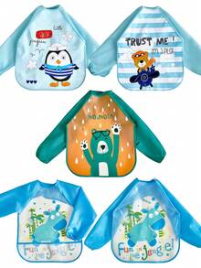 1 Pc Children's Reversible Long Sleeve Painting Art Smock, Random 1 Pc Sent - Multicolor - View 1