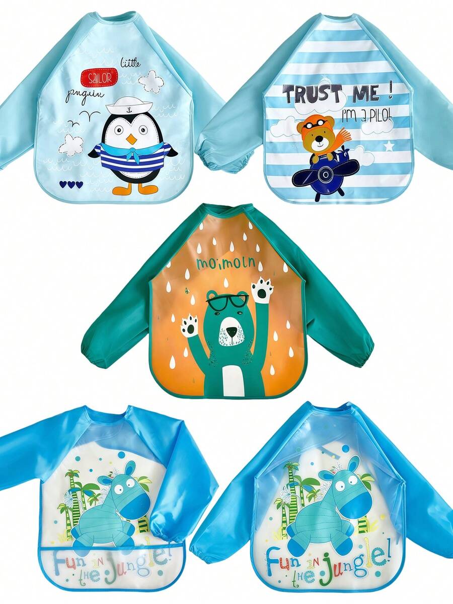 1 Pc Children's Reversible Long Sleeve Painting Art Smock, Random 1 Pc Sent - Multicolor - View 1