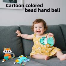 1 pieza de juguete de manivela de dibujos animados lindos para niños y niñas, juguete de campana de colores de peluche animal, adecuado para regalos de bebés recién nacidos, con selección aleatoria de colores de cuentas de campana