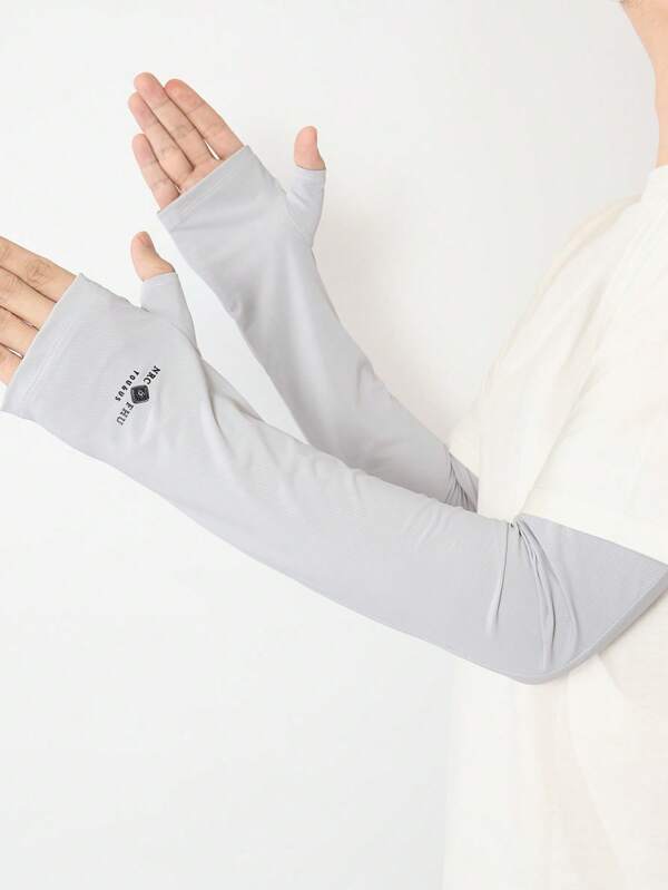 1 Pair Men's UV Protection Arm Sleeves, Half Finger Summer Gloves, New Tight Fit Cool Arm Sleeve For Outdoor, Driving, Sports, Daily Wear Sleeves Cover Arms White Gloves