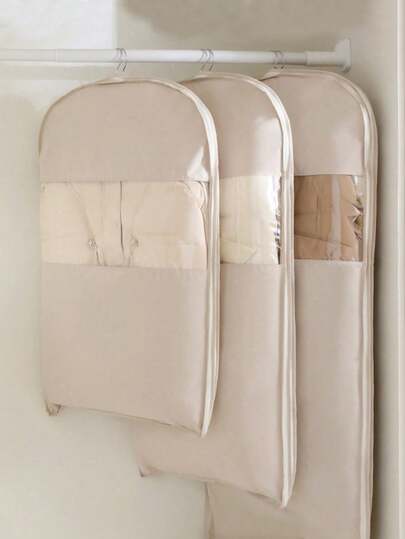 1pc Quilted Garment Dust Cover Bag With Clear Viewing Window , A High-End Hanging Clothing Storage Bag Used For Bedroom Decoration, Dustproof, Moisture-Proof, Compressible, And Easy To Hang - Perfect For Storing Down Jackets And Coats