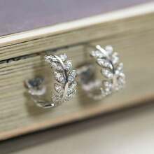 锆石水晶叶耳环，优雅百搭的时尚耳环，高品质