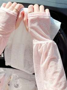 A Pair Of Summer Lace Sun Protection Sleeves, Soft Texture, Breathable And Sweat-Wicking, Beautiful Sun Protection Ice Silk Sleeves, Suitable For Outdoor Travel, Sports, Cycling, Driving, Etc.