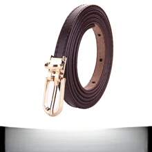 Cinturón fino anudado de piel de vaca Versión coreana de la hebilla de alfiler dorado de cuero con falda cinturón fino de moda simple con cinturón de pantalón decorativo femenino