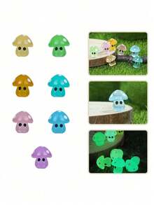 1pc/10pcs/20pcs Glow In The Dark Mushroom Resin Decor,Miniature Gardening Fairy Garden Mini Character,Cute Resin Mushroom Statues Perfect For Home Decor & Party Favors,Mushroom Fairy,Miniature Items,Mini DIY,Mini Fairy Garden,Terrariums, Potted Plants,Craft,Car Decoration. - Multicolor - View 9