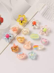1 Set de 14 piezas de decoraciones de resina con diseños de gato, perro, flor y oso, aptas para zuecos, sandalias, con diseño desmontable