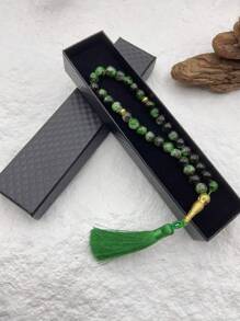 Caja de regalo premium con juego de 33 piezas de cuentas de oración musulmanas de 10 mm de colores, pulsera con borla hecha a mano