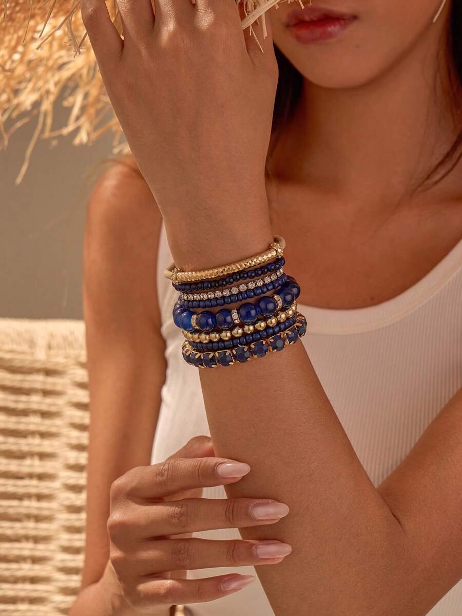 8pcs Elegant Metal Bracelet Set For Women