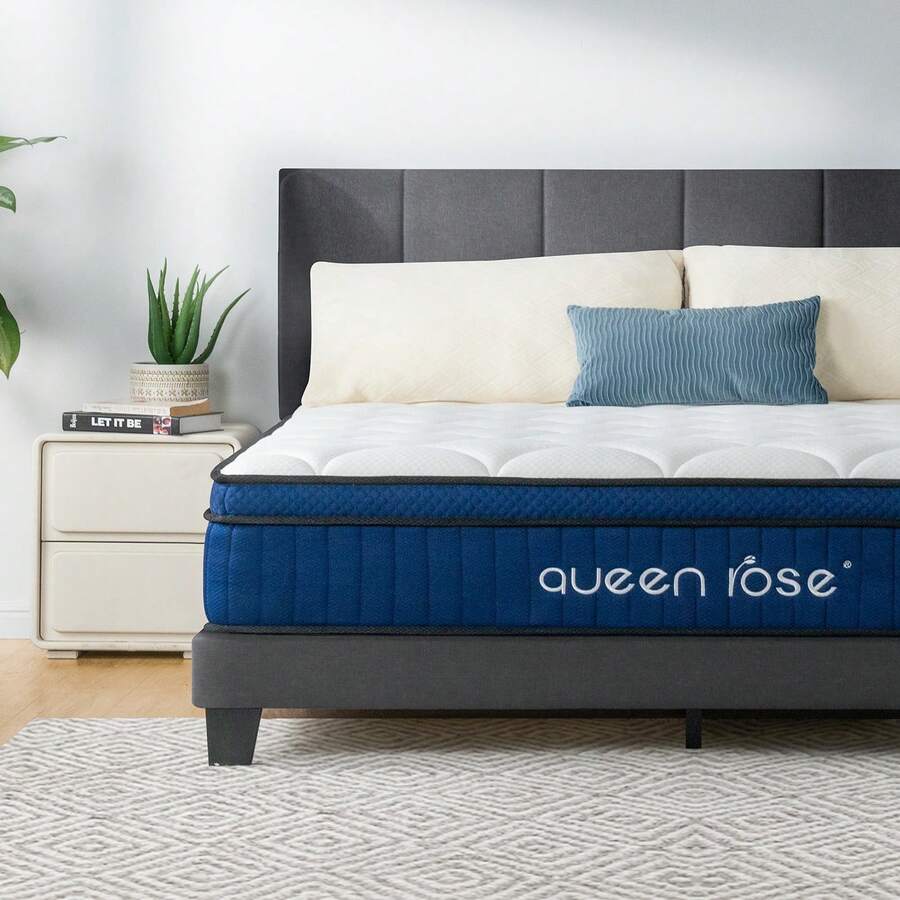 High-Resilience Mattress, Double Size [Genuine] Independent Coil, Euro Top Specification, Pocket Coil Mattress, Extra Thick 23cm, Bed Mattress, No Bottoming Out, Distributes Body Pressure - 藍色 - 查看 1