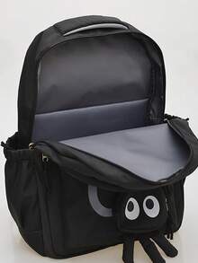 Mochilas esenciales para estudiantes de secundaria, preparatoria y universidad: de gran capacidad, con diseños lindos de dibujos animados, ideales para adolescentes - Negro - Ver 6