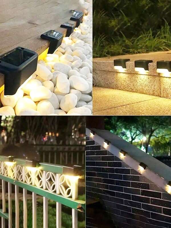 4/8/12/16/24/32 Pieces Outdoor Step Lights Outdoor Wall Lights, Solar Lights Rechargeable No Need To Charge For Lighting, Suitable For House Fence, Lawn Steps Lighting
