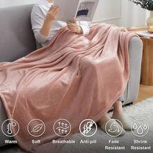 Sofa Blanket Living Room Cover SetFleece Blanket Twin Size, Soft Cozy Twin Blanket, Fuzzy Flannel Blanket Bed, Sofa, Couch, Travel, Camping, 60 X 80 Inches - 藕粉色 - 查看 3