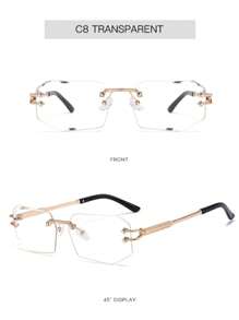 Fashionable Travel Glasses, Rimless Polygonal Cut-Edge Glasses For Women