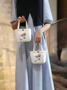 THE POWERPUFF GIRLS Minimalist Flying Policewoman Canvas Tote Bag Simple Canvas Bag Portable Fabric Storage Bag Fashion Small Wallet Daily Casual Lipstick Data Cable Storage Bag Canvas Tote Bag For Women Wallet Mini Wallet Purse Wallet Travel Wallet Coin Wallet