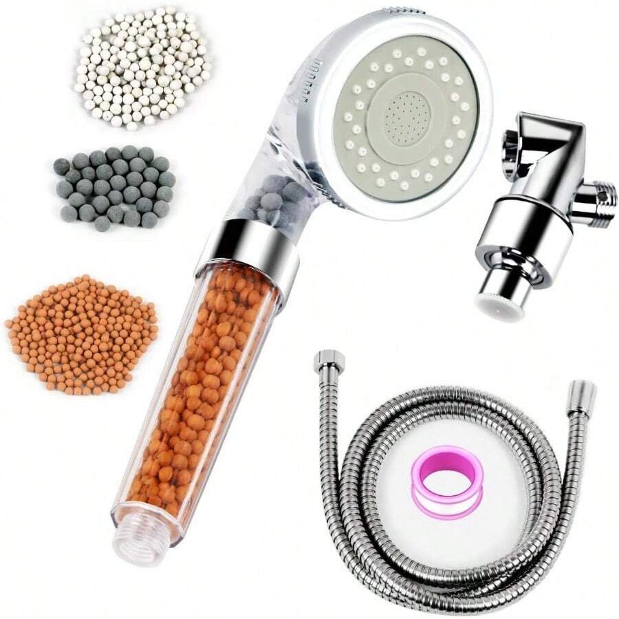 High Pressure Filter Shower Head With Replacement Hose And Bracket 3 Mode Function Spray Water Saving Shower For Best Shower Experience Rain Handheld Showerhead For Dry Hair Skin - 灰色的 - 查看 1