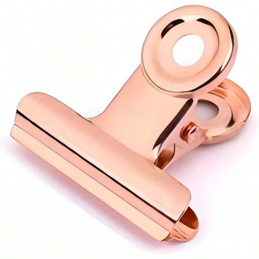 Coideal Silver Metal Hinge Clips - 20 Pack 2 Inch Large Bull Binder Paper Clips Clamp Office Pictures Photos, Kitchen Bags (50mm) - Rose Gold - View 1