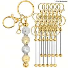 4/8/12/20pcs(No Beads) Beaded Key Chain Kits, Metal Blank Beaded Key Chain DIY Accessories, For Pendant, Jewelry Making, Gift