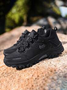 Men's Waterproof Hiking Shoes - Non-Slip, Durable Outdoor Adventure Sneakers With Rugged Rubber Sole, Lace-Up Design, Gray & Blue For Hiking, Trekking & Casual Wear, Spring Autumn Shoes | Modern Laceup Shoes | Durable Rubber Sole, Hiking Accessories