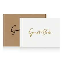 1 pezzo di Libro degli ospiti per matrimoni/feste, libro per registrare gli invitati per occasioni speciali, con bordi dorati placcati, elegante e di lusso, ideale per matrimonio, anniversario, festa o come regalo da sposa, Natale