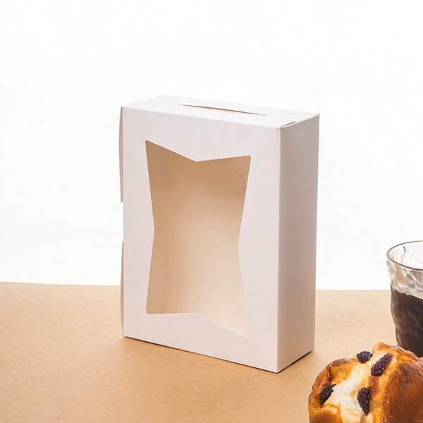 10 piezas de cajas de galletas de 8 pulgadas de alto blancas con ventana para galletas, pasteles, postres, fresas cubiertas de chocolate y regalos de dulces (8x6x2.5 pulgadas), cajas de regalo, decoraciones para fiestas de cumpleaños, decoraciones para fiestas navideñas, adecuado para bodas