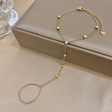 1 件优雅方块手链波西米亚风可调节手指手链女士不锈钢链生日日常派对珠宝礼物