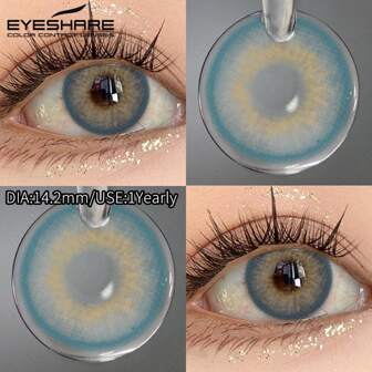 EYESHARE 2片装灰棕色彩色隐形眼镜，眼妆，软性年度绿色隐形眼镜，高品质紫色软性美瞳，蓝色瞳孔