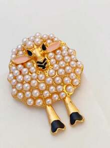 1 buc Vintage Faux Pearl Drăguț Miel Animal Broșă High-End Doamnelor Șal Guler Pin Rucsac pentru Școală