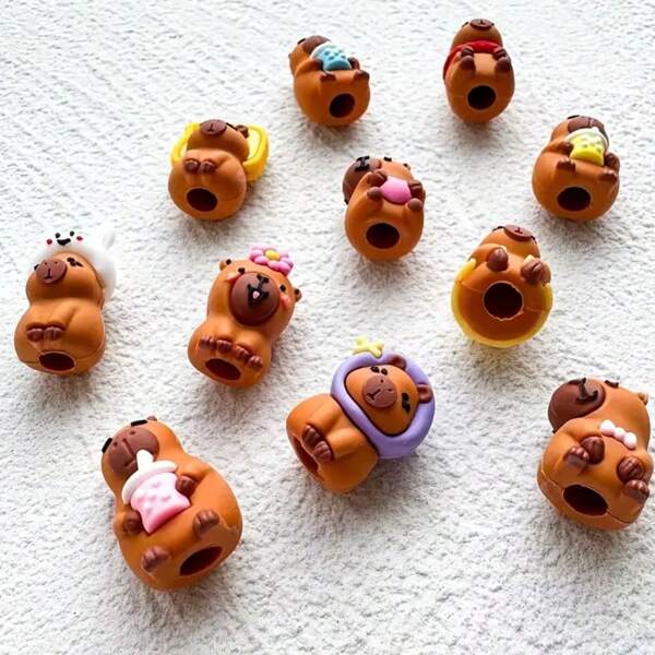 20pcs Silicone Adorable Capybara Series Pencil Toppers, Cute & Fun Stationery Decoration, Home Decor, Bag Charms, Phone Straps, Car Ornaments, DIY Craft Supplies, Ideal For Holiday Gifts, Back To School Rewards