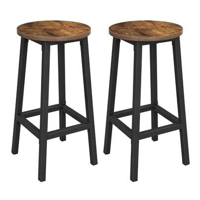  VASAGLE Taburete de bar, Juego de 2, Sillas de Bar, Sillas de Cocina con Estructura de Metal, Fácil Montaje, con Reposapiés, para Cocina, Salón, Comedor, Marrón Rústico y Negro