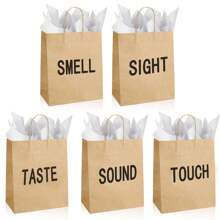 5-Sinne Geschenktüte, passend für Ihn/Sie, beinhaltet 10 Stücke Taschentücher, Papiertüte mit Griff, 5 Sinnes-Geschenkgegenstände, großartig für Valentinstag, Weihnachten, Geburtstag, Hochzeitstag (Schwarz, 21 x 11 x 27 cm)