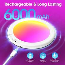 Rechargeable Ceiling Light With Remote - Shower Light For Inside Shower With Color Changing & White Light, Magnetic Motion Sensor Ceiling Light Battery Powered For Shower Bathroom Closet Porch Patio - RGB - View 3