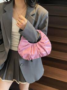 Bolso de mano en forma de nube plisado, bolso de tela informal, bolso de embrague en forma de media luna, bolso versátil para mujer - Nuevo para 2024