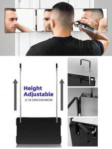 1 szt. Pro-składane lustro do strzyżenia włosów - 3-drożne, regulowane w zakresie 360°, wielofunkcyjne do strzyżenia włosów, golenia, pielęgnacji, porządkowania twarzy, makijażu, podróży i sypialni, do użytku w łazience - przenośny, oszczędzający miejsce i regulowany na wysokość uchwyt Akcesoria łazienkowe Powrót do szkoły