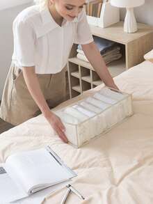 1/3 pièces Boîte de rangement pour sous-vêtements beige, style tiroir de compartiment d'armoire de maison, boîte de rangement pour vêtements et chaussettes en tissu maille visuel, boîte de rangement d'armoire pour chaussettes, sous-vêtements, soutiens-gorge, économisant l'espace de la maison, peut être utilisée pour l'armoire, la chambre à coucher - Beige - Voir 14